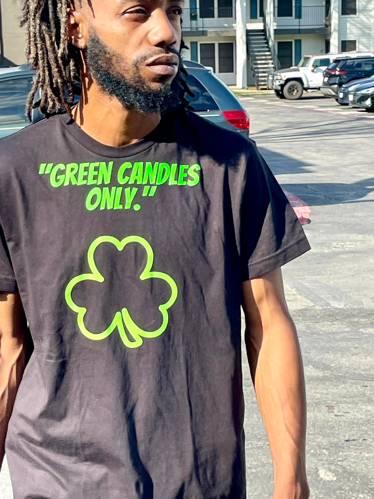 St. Patricks day Green Candles Only Crew Neck Tee